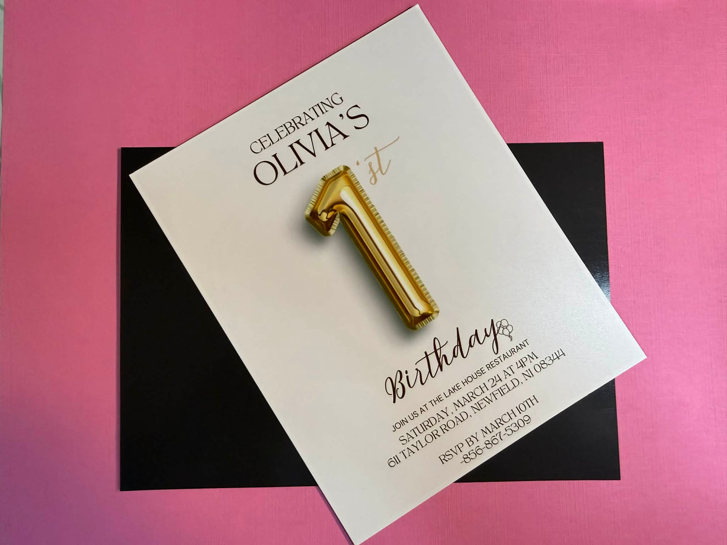 Golden Balloon Birthday Invite